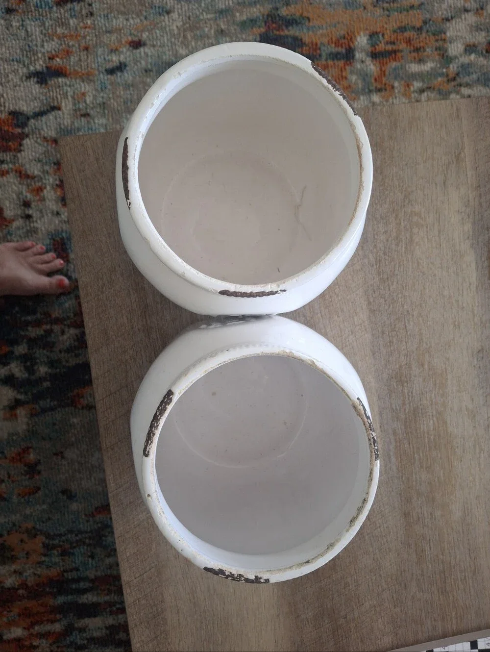 White Ceramic Mason Jar Set - Pair
